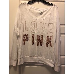 White long sleeve PINK shirt